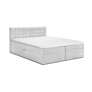 Jasnoszare łóżko boxspring ze schowkiem 200x200 cm Jade – Mazzini Beds