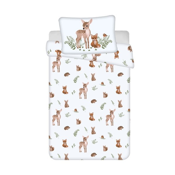 Biało-brązowa bawełniana pościel dziecięca do łóżeczka 100x135 cm Forest Animals – Jerry Fabrics