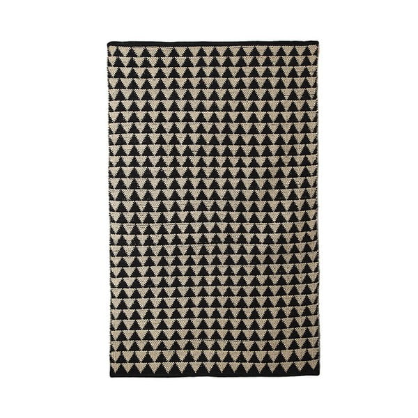 Czarno-beżowy bawełniany ręcznie tkany dywan Pipsa Triangle, 100x120 cm