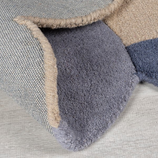 Beżowy wełniany dywan tkany ręcznie 200x290 cm Mia Scallop Frame – Flair Rugs-image-3