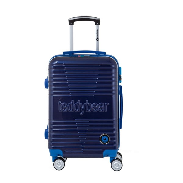 Ciemnoniebieska walizka na kółkach z zamkiem na kod Teddy Bear Varvara, 44 l