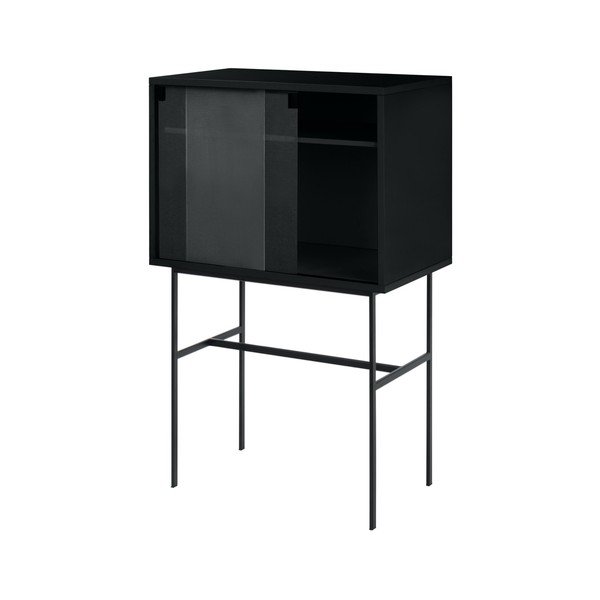 Czarna witryna z drzwiami przesuwnymi 70x109x40 cm Lekko – noo.ma