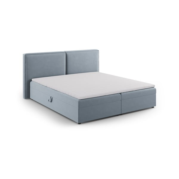 Jasnoniebieskie łóżko boxspring ze schowkiem 160x200 cm Arendal – Cosmopolitan Design