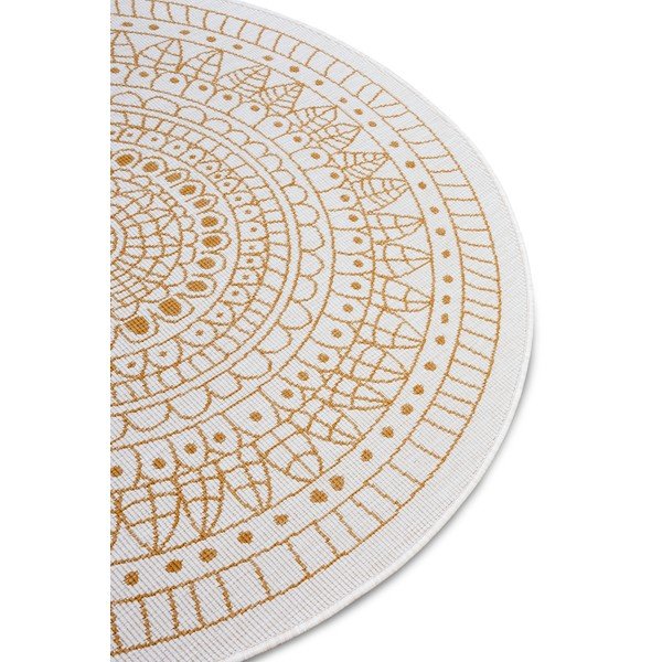 Żółto-biały okrągły dywan odpowiedni na zewnątrz ø 140 cm Porto – NORTHRUGS-image-4