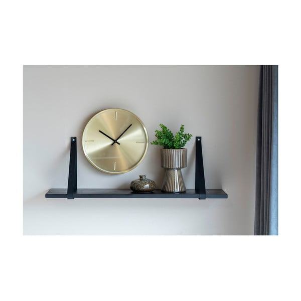 Czarna drewniana półka z czarnymi skórzanymi uchwytami House Nordic Forno, 80x20 cm-image-2