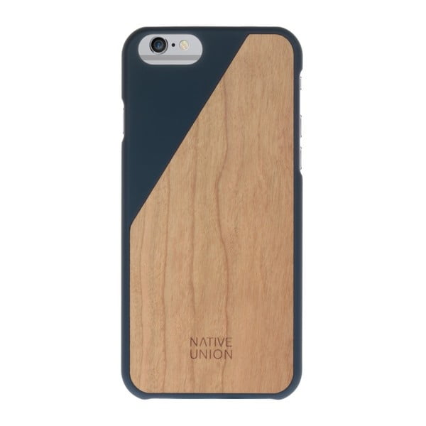 Ciemnoniebieskie etui na telefon z drewnianym detalem iPhone 6 i 6S Plus Native Union Clic Wooden Light