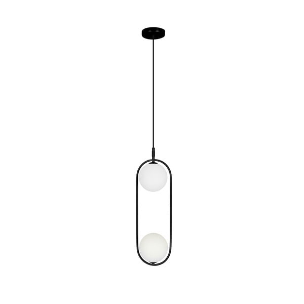 Czarna lampa wisząca ze szklanym kloszem 18.5x15 cm Cordel – Candellux Lighting-image-1