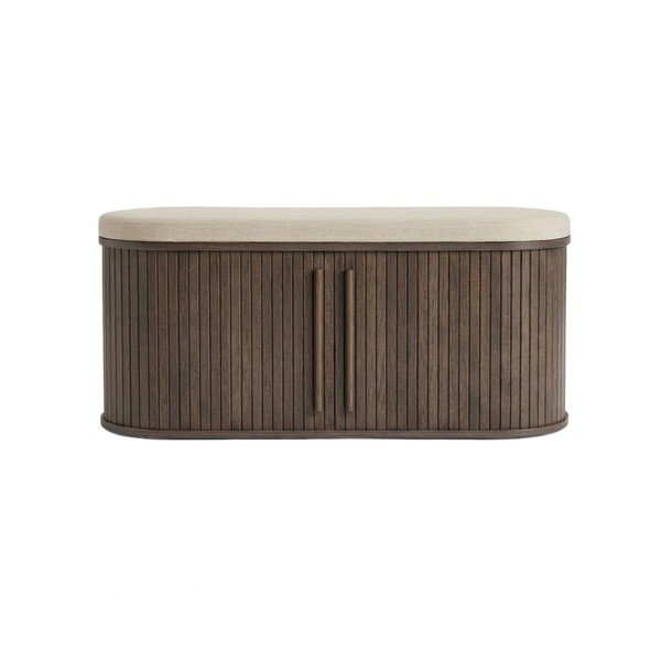 Tapicerowana ławka w ciemnym naturalnym kolorze Meta – Unique Furniture