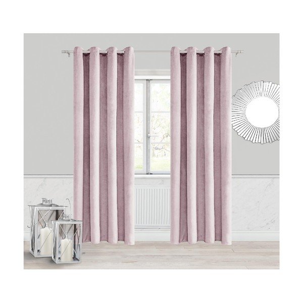 Jasnoróżowa zasłona Slowdeco Velvet, 140x250 cm
