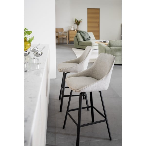 Beżowe hokery zestaw 2 szt. (wysokość siedziska 65 cm) Alison – Rowico-image-1