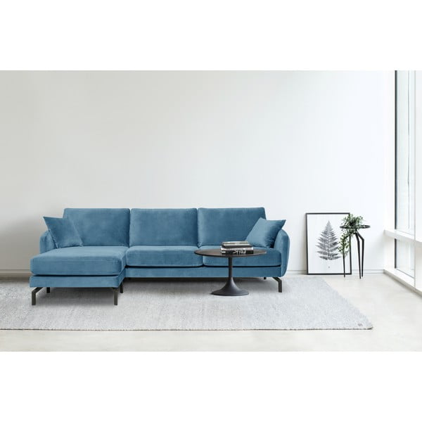 Niebieski narożnik z aksamitnym obiciem Scandic Magic, lewostronny-image-1