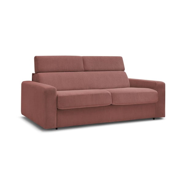 Różowa sztruksowa rozkładana sofa 195 cm Monaco – Bobochic Paris-image-1