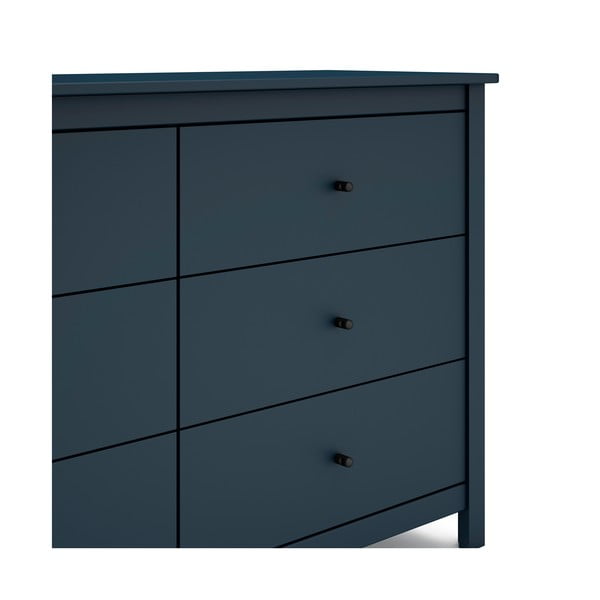 Ciemnoniebieska niska komoda z drewna sosnowego 130x80 cm Misti – Marckeric-image-4