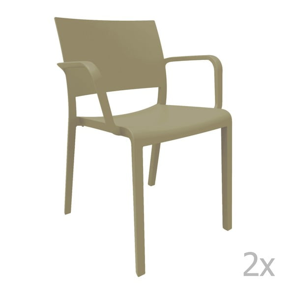 Zestaw 2 brązowych krzeseł ogrodowych z podłokietnikami Resol Fiona