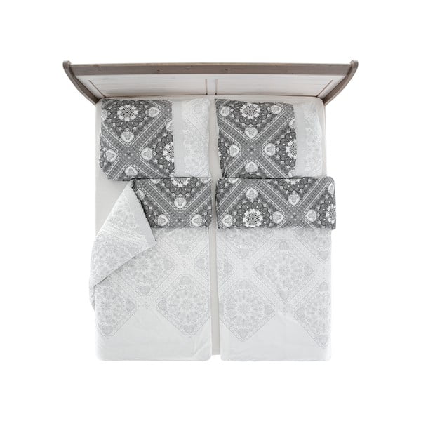 Biało-szara krepowa pościel jednoosobowa 140x200 cm Top Class – B.E.S.-image-2