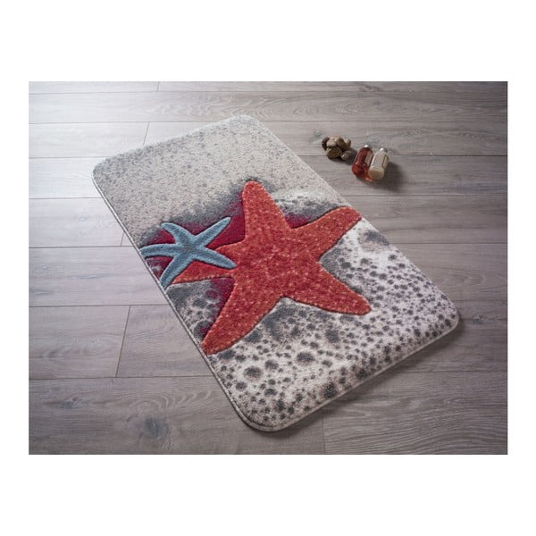 Czerwony dywanik łazienkowy we wzory Confetti Bathmats Starfish, 80x140 cm