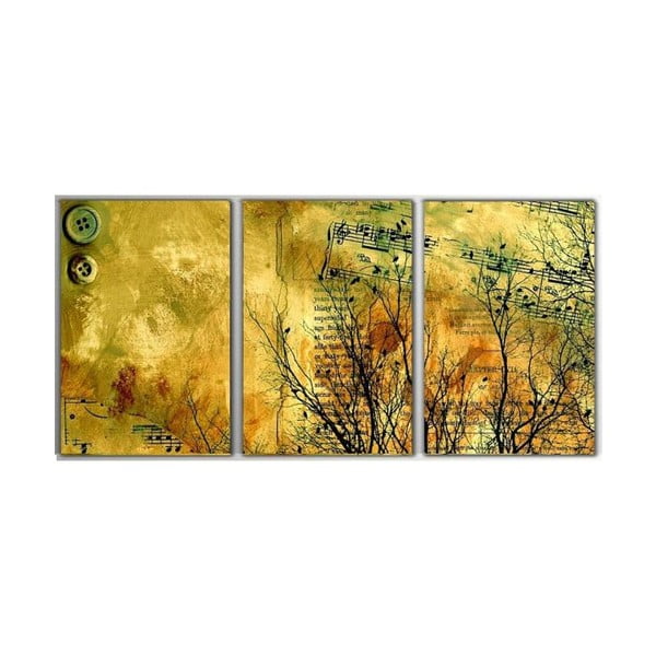 Trzyczęściowy obraz Yellow Art, 45x90 cm