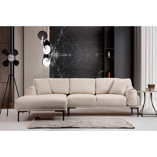 Jasnobeżowa sofa narożna Artie Leo, narożnik lewy-image-1