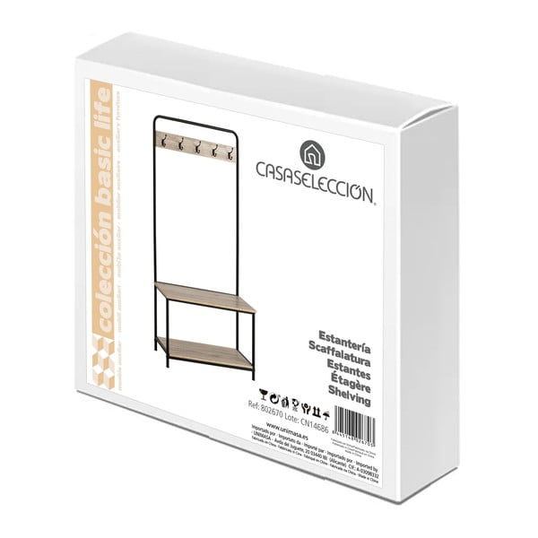 Czarny zestaw do przedpokoju w dekorze dębu – Casa Selección-image-3