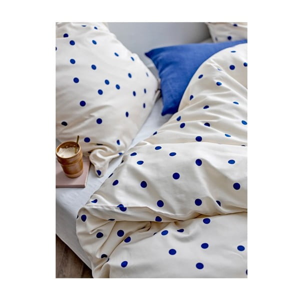 Niebiesko-kremowa pościel jednoosobowa z satyny bawełnianej 140x200 cm Solaris – Södahl-image-1