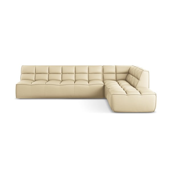 Kremowy narożnik modułowy z imitacji skóry (strona zmienna) Kalai – Makamii