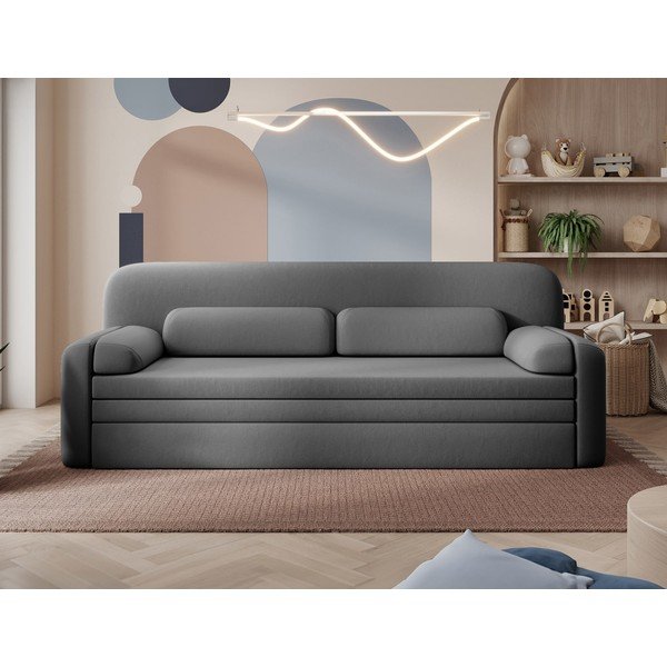 Szarobrązowa aksamitna rozkładana/ze schowkiem sofa 236 cm Elioss – ELTAP-image-1