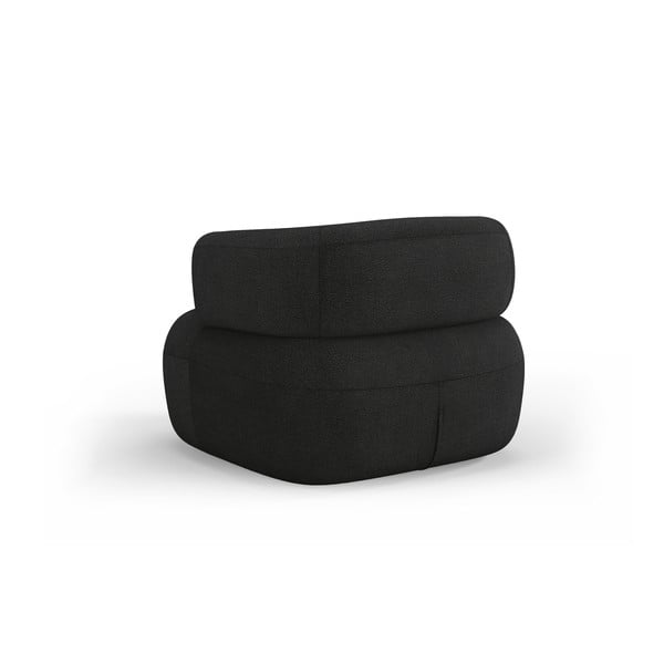 Czarny fotel z materiału bouclé Jenny – Micadoni Home-image-3