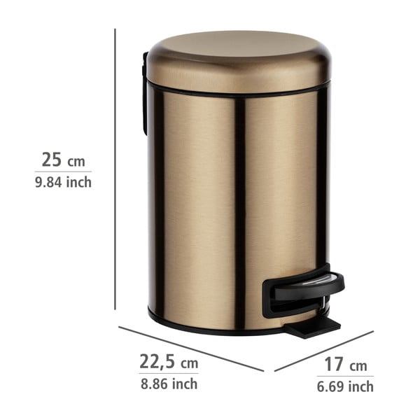 Kosz na śmieci z pedałem w miedzianym kolorze Wenko Leman, 3 l-image-3