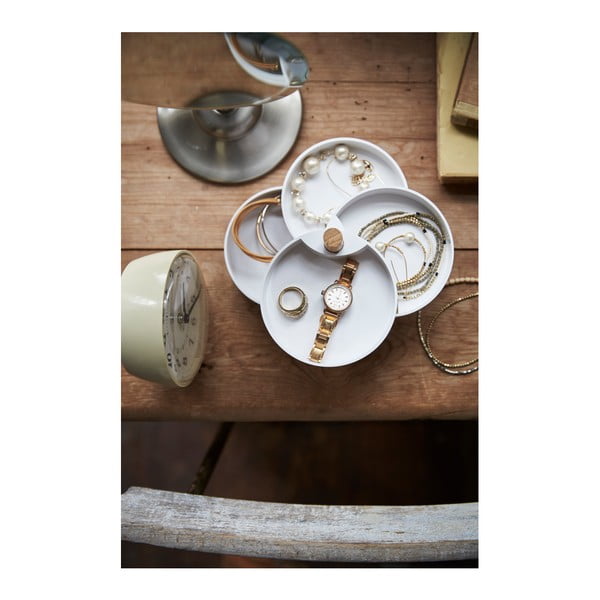 Biała szkatułka z detalem z bukowego drewna YAMAZAKI Tosca-image-1