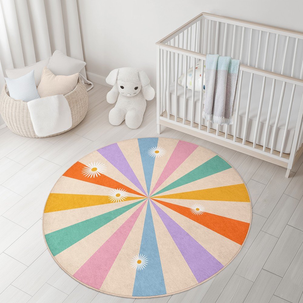 Dywan dziecięcy odpowiedni do prania ø120 cm Rainbow Daisy – Mila Home (zdjęcie 6)