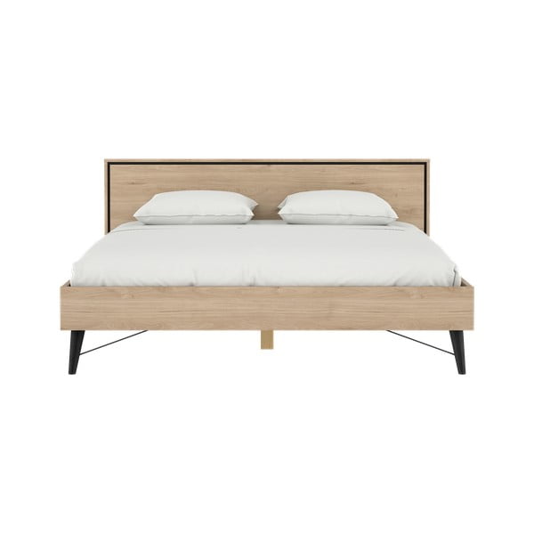 Łóżko dwuosobowe w dekorze dębu ze stelażem 180x200 cm w naturalnym kolorze Ry – Tvilum-image-4