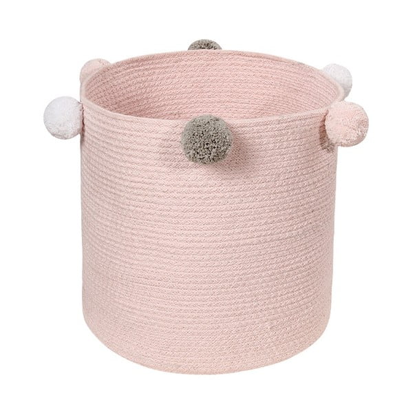 Jasnoróżowy tekstylny dziecięcy kosz na zabawki ø 30x30 cm Bubbly – Lorena Canals