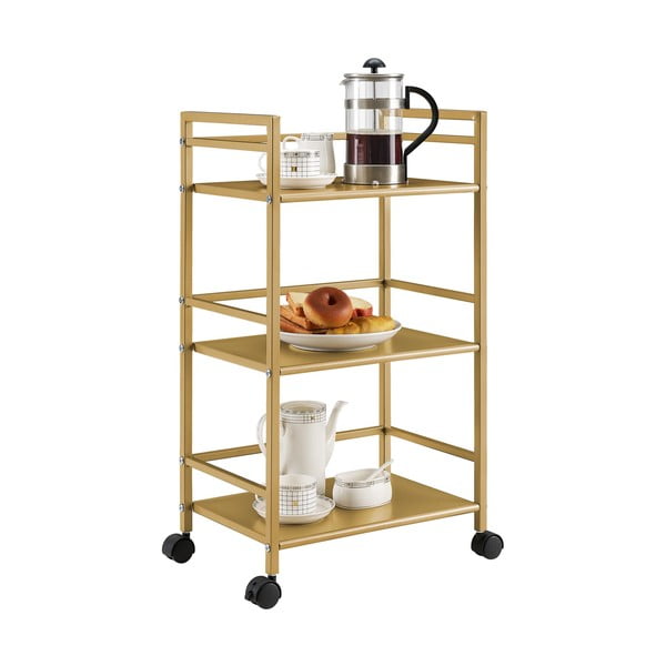 Metalowy stół do serwowania w kolorze złotym na kółkach 29x43 cm Helix – Novogratz-image-4