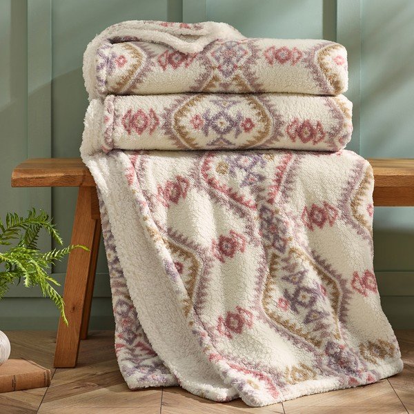 Koc w naturalnym kolorze 240x200 cm Navajo Fleece – Catherine Lansfield-image-2