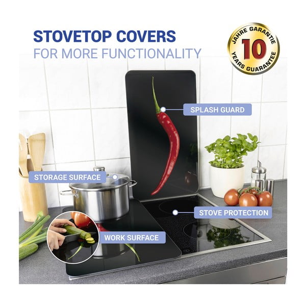 Zestaw 2 szklanych płyt ochronnych na kuchenkę Wenko Peperoni, 52x30 cm-image-4