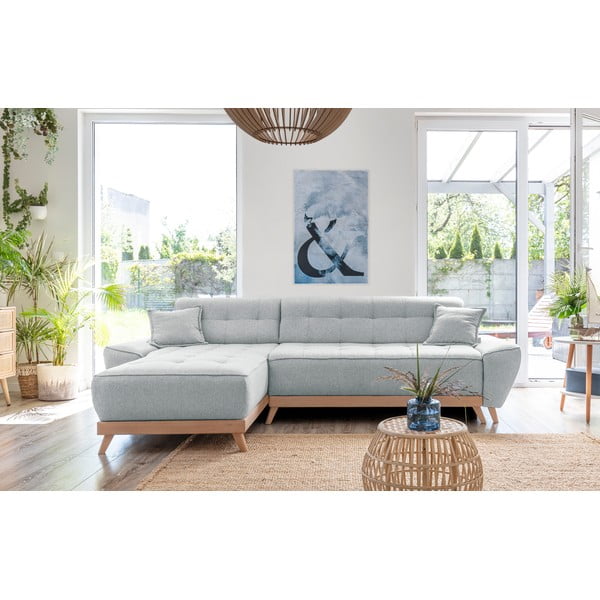 Jasnoszary rozkładany narożnik wielofunkcyjny Miuform Dazzling Daisy-image-1