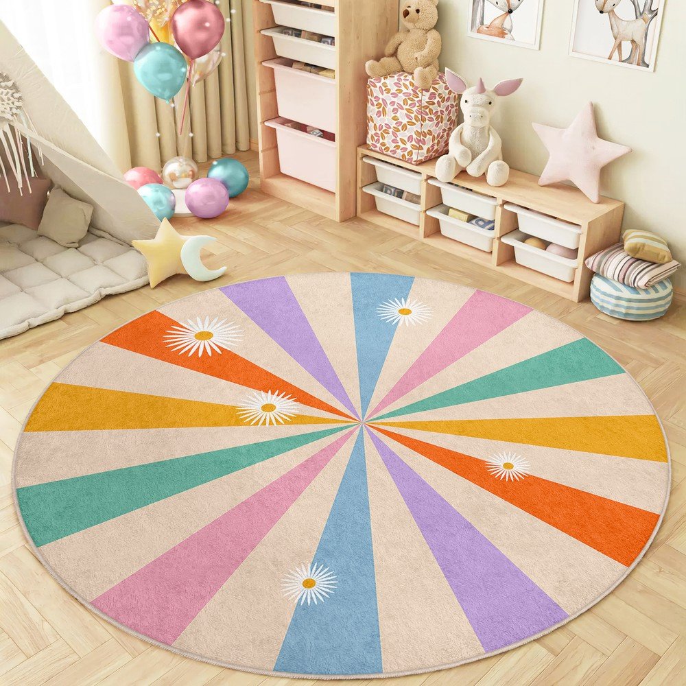 Dywan dziecięcy odpowiedni do prania ø120 cm Rainbow Daisy – Mila Home (zdjęcie 9)