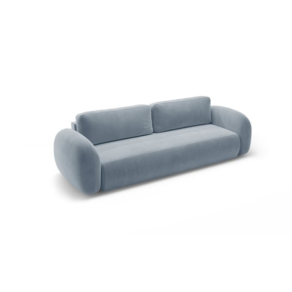 Szaroniebieska aksamitna rozkładana/ze schowkiem sofa 262 cm Tonale – Cosmopolitan Design-image-2