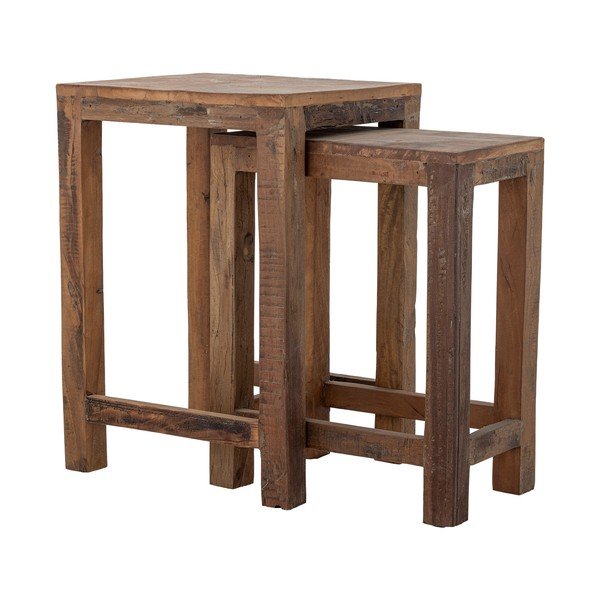 Stoliki zestaw 2 szt. z drewna z recyklingu 40x36 cm Galen – Bloomingville-image-3