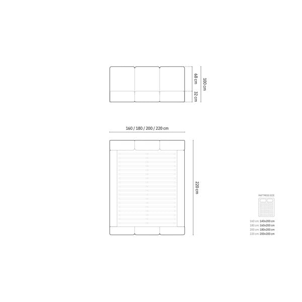 Kremowe aksamitne tapicerowane łóżko dwuosobowe ze schowkiem i stelażem 160x200 cm Brody – Mazzini Beds-image-4
