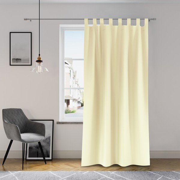 Jasnobeżowa zasłona AmeliaHome Tab, 140x250 cm-image-1