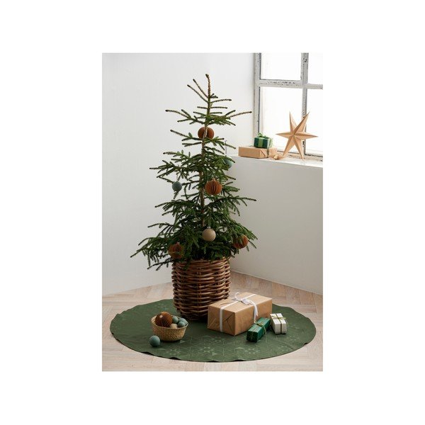 Zielony okrągły dywan pod choinkę ø 120 cm Star Damask - Södahl-image-1