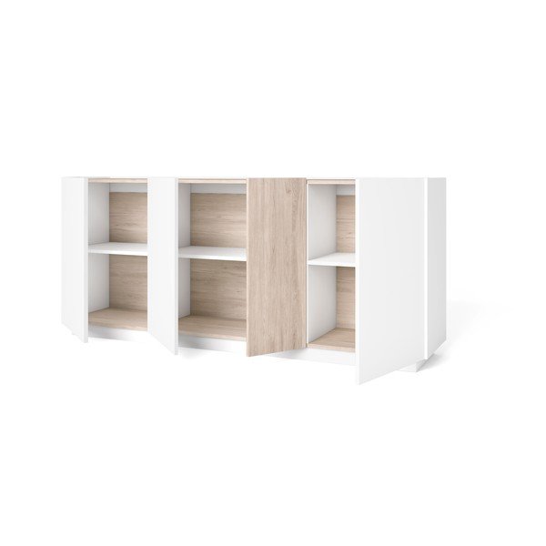 Biała/naturalna komoda w dekorze dębu 180x78 cm Udine – Marckeric-image-3