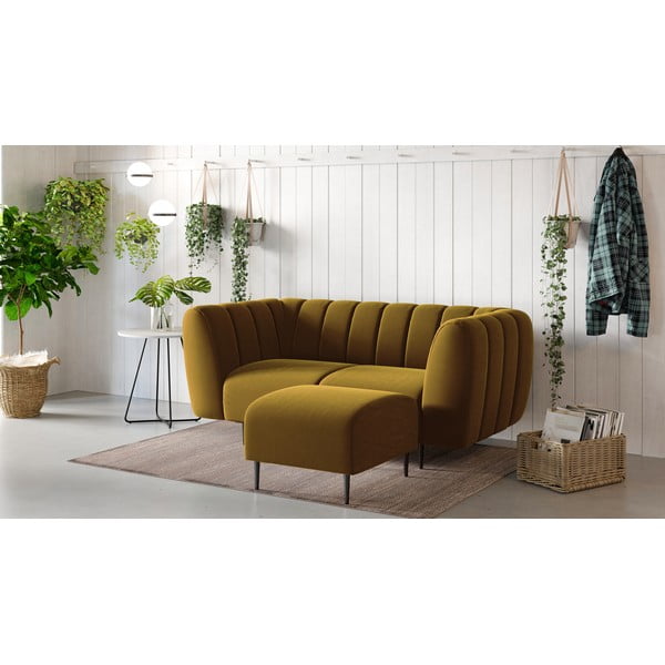 Miodowy aksamitny podnóżek Ghado Shel-image-1