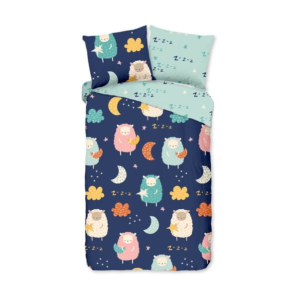 Niebieska bawełniana pościel dziecięca jednoosobowa 140x220 cm Sheep – Good Morning