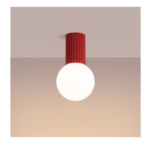 Czerwona lampa sufitowa z opalowego szkła ø 12 cm Orbital – Sollux-image-3