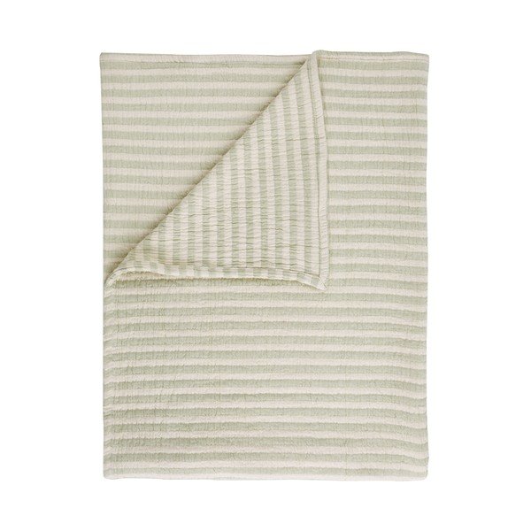 Zielony bawełniany koc 150x200 cm Cotton Muslin Stripe – Bianca
