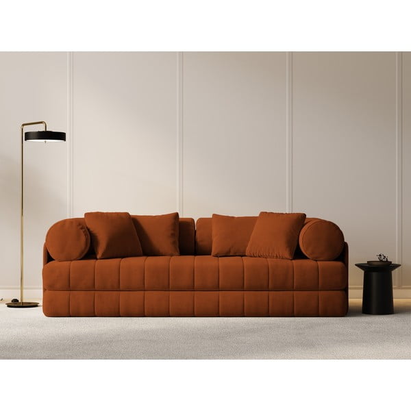 Aksamitna rozkładana sofa w kolorze terakoty 206 cm Kemi – Cosmopolitan Design-image-4