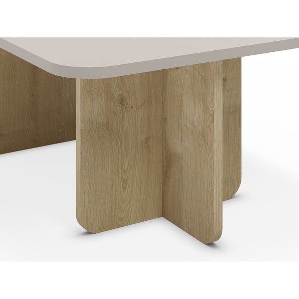 Kremowy/w naturalnym kolorze stolik w dekorze dębu 56x100 cm Hillary – Marckeric-image-4