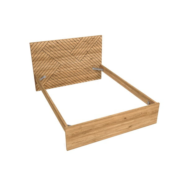 Łóżko dwuosobowe w dekorze dębu 160x200 cm Zebra – Marckeric-image-2